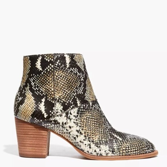 NWT Madewell Ankle Boots in Snake Embossed Leather - Size 5.5 - Picture 2 of 4